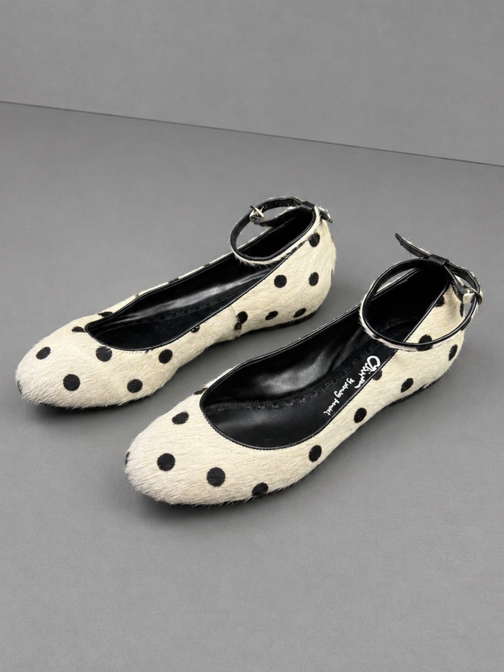 Alice + Olivia Dustin Calf Hair Polka Dot Ballerina Flats US 6.5-7 EU 37